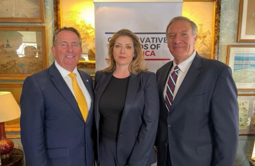 Liam Fox, Peny Mordaunt, Mike Pompeo